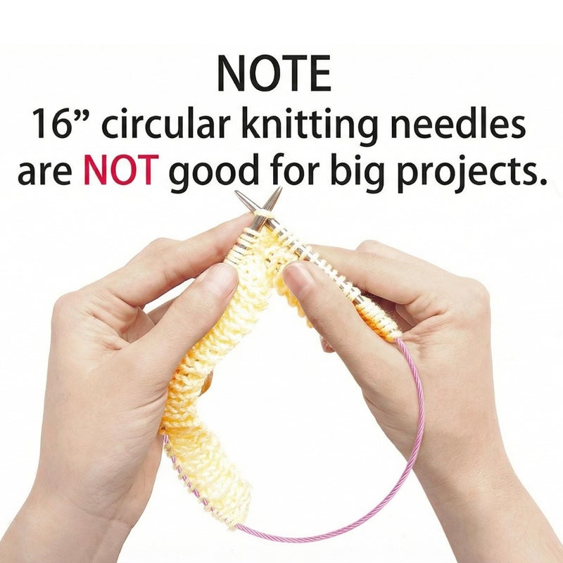 cuteDIY Size 9 Circular Knitting Needles 16 Inch Set Round Metal Kit (Etched US&mm, Color-Coded Cable, Smooth Join) - Image 5